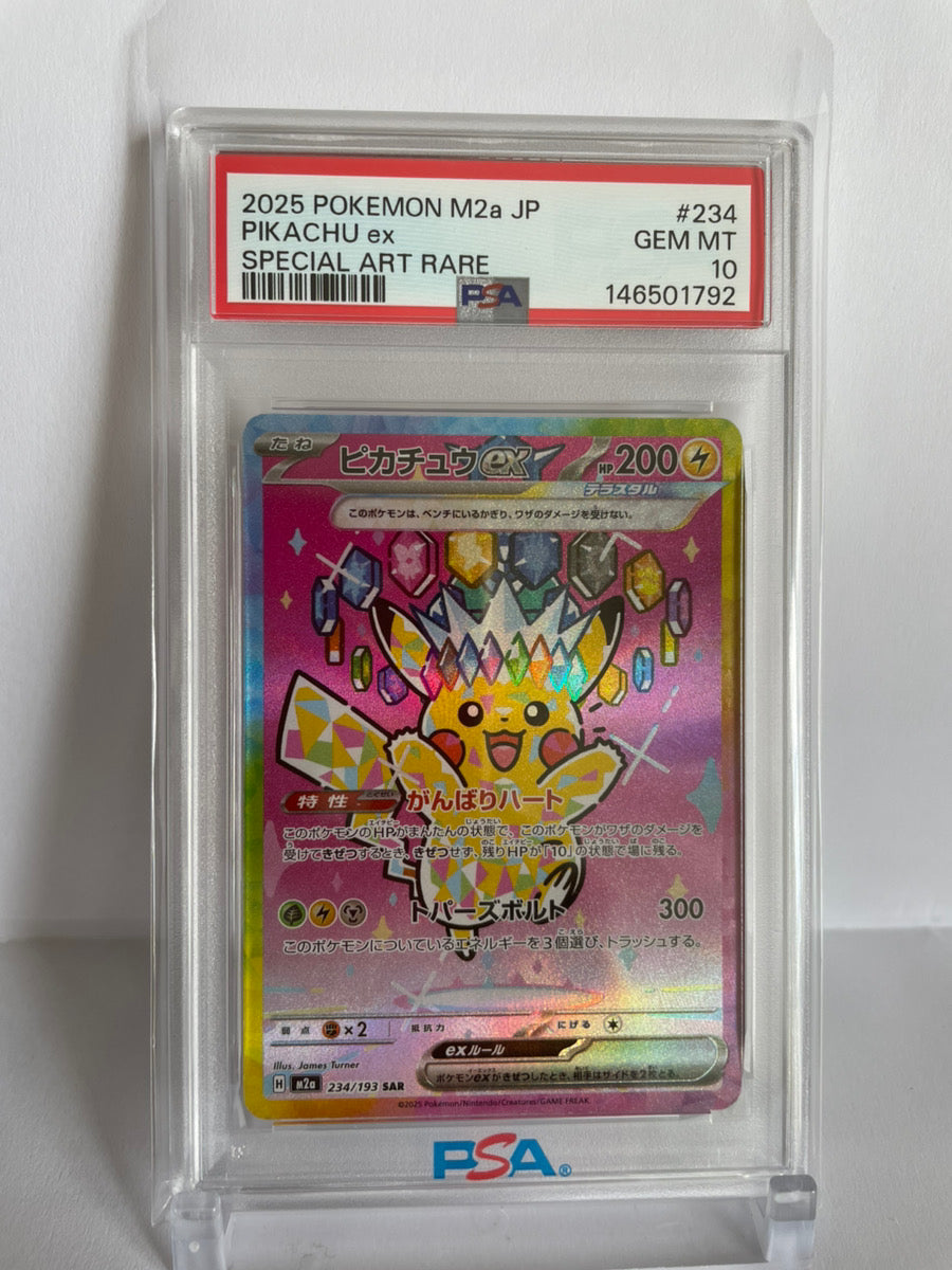 PSA 10 GEM MINT JAPANESE POKEMON 2025 PIKACHU ex SAR 234/193 MEGA ATTACK RARE M2a