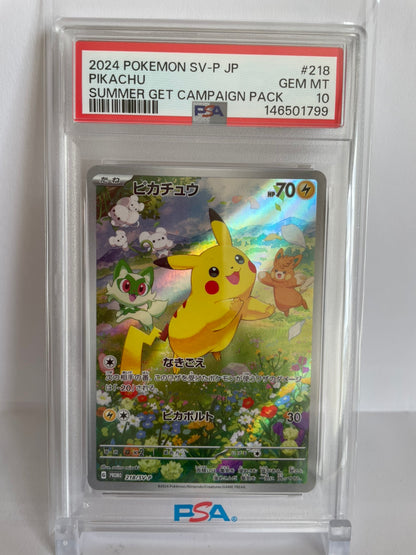 PSA 10 GEM MINT JAPANESE POKEMON 2024 PIKACHU PROMO 218/SV-P SUMMER GET CAMPAIGN PACK