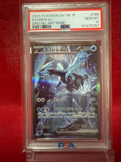 PSA 10 GEM MINT JAPANESE POKEMON 2025 KYUREM ex SAR 168/086 BATTLE PARTNERS SV11B